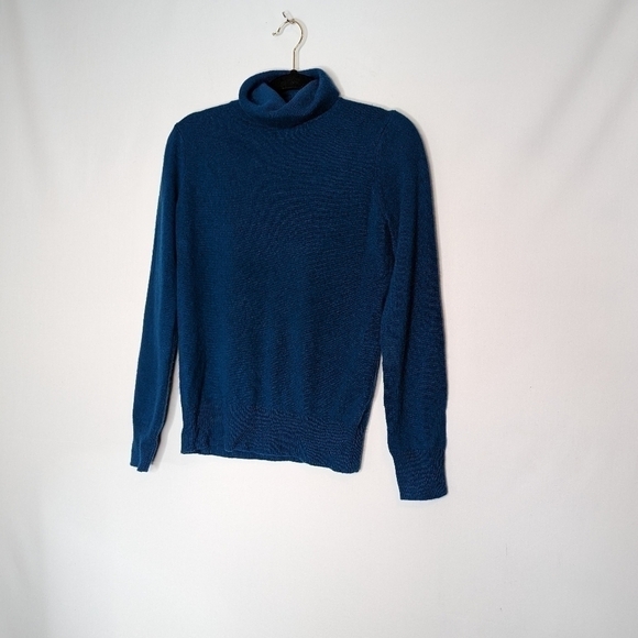 Neiman Marcus Teal Turtle Neck Cashmere Collection Sweater - Picture 3 of 8